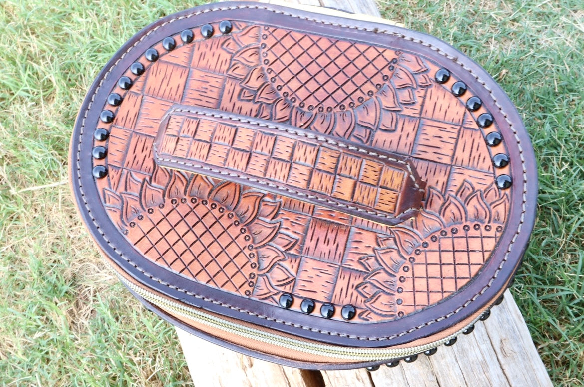 Tooled Leather Train Case